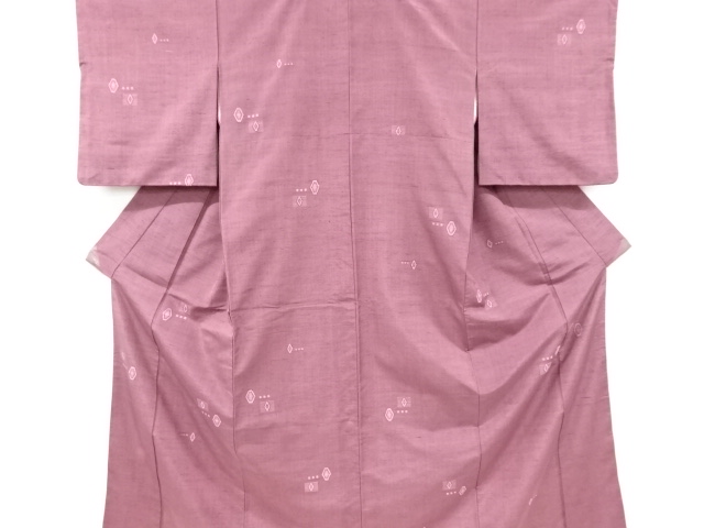 JAPANESE KIMONO / ANTIQUE KIMONO / SILK / TSUMUGI / WOVEN ABSTRACT PATTERN